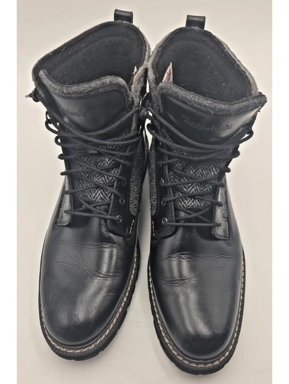 Rare Timberland Britton Hill 6-Inch Harris Tweed Combat Boots Men's 11.5 Black
